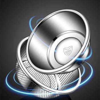 Food-Grade 304 Stainless Steel Basin for Washing Vegetables, Draining Basket, Kitchen Household Water Filter Basket, Rice and Noodle Basket