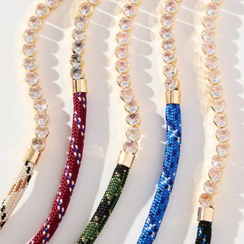 European and American Cross-Border Off-White Brown Pattern Braided Necklace with Diamond Gold Chain Splicing Light Luxury Party Eye-Catching Clavicle Chain for Women