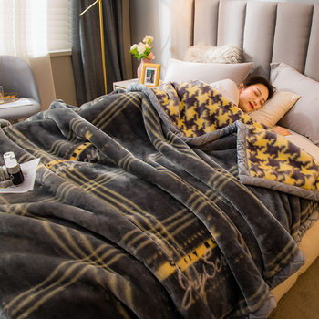 Raschel Blanket Quilt Thickened Winter Flange Coral Fleece Blanket Student Fleece Blanket Bed Sheet Double Layer Blanket Wholesale