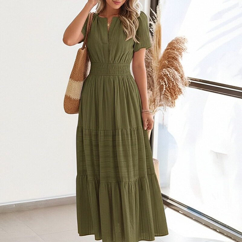 Summer Womens Dress Elegant Solid Color French Style High End Design Perfect for Casual or Formal Occasions