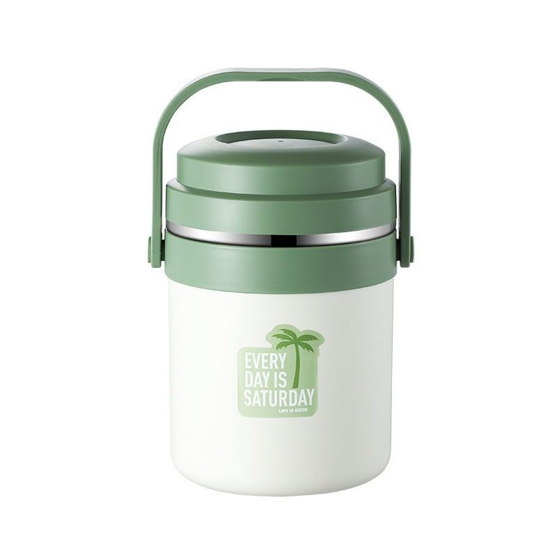 Coconut Summer Portable Insulated Rice Bucket Stainless Steel Insulated Pot with Rice Insulated Bucket Sealed Color Lunch Box Lunch Box