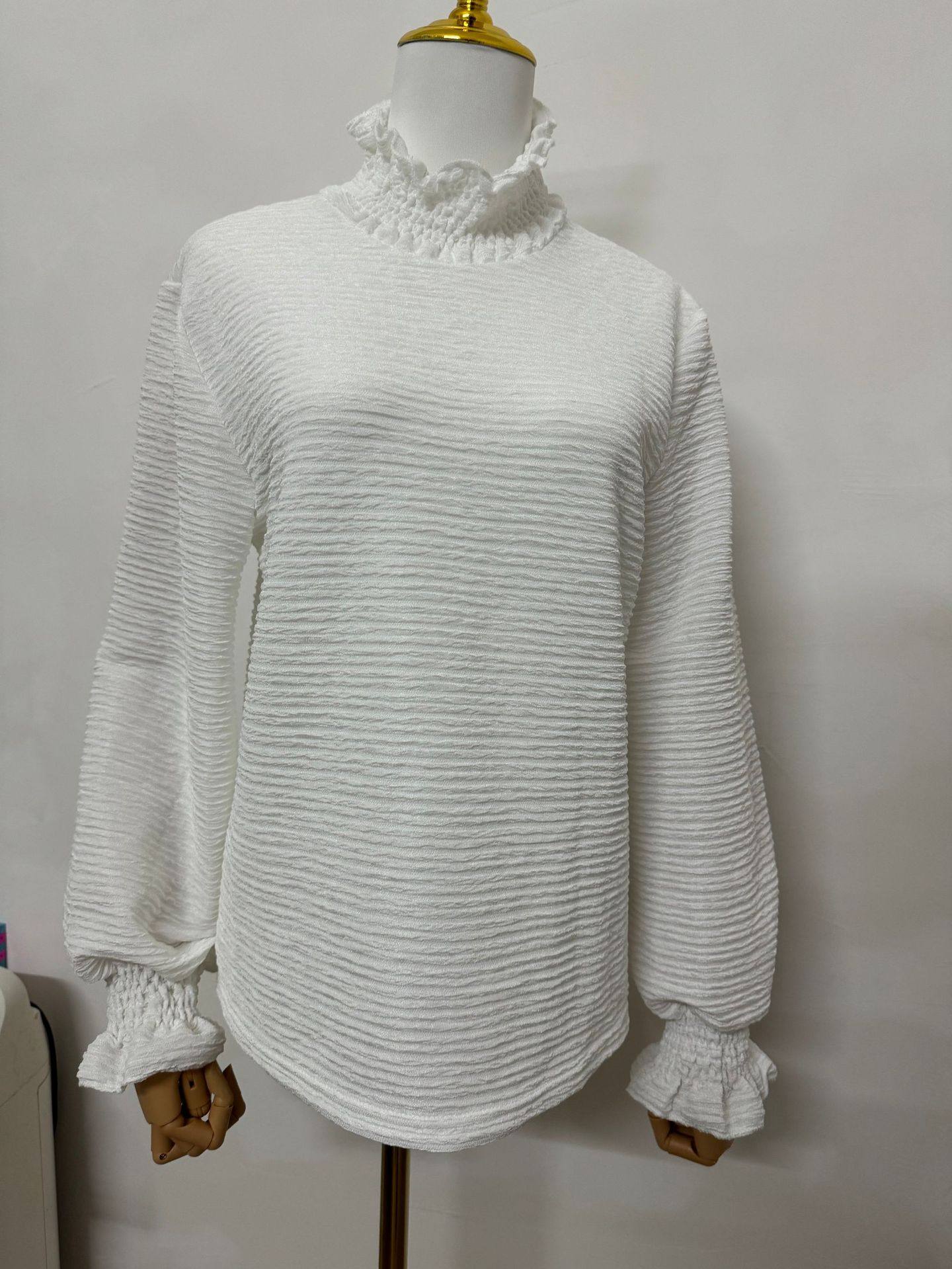 2024欧美外贸亚马逊独立站跨境新款秋冬女装高领长袖百搭街拍上衣