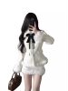 Korean Drama Daughter Big Miss Tight Waist Slimming Woolen Coat Overskirt suit Women's cotton and thickening Warm Two-piece Set