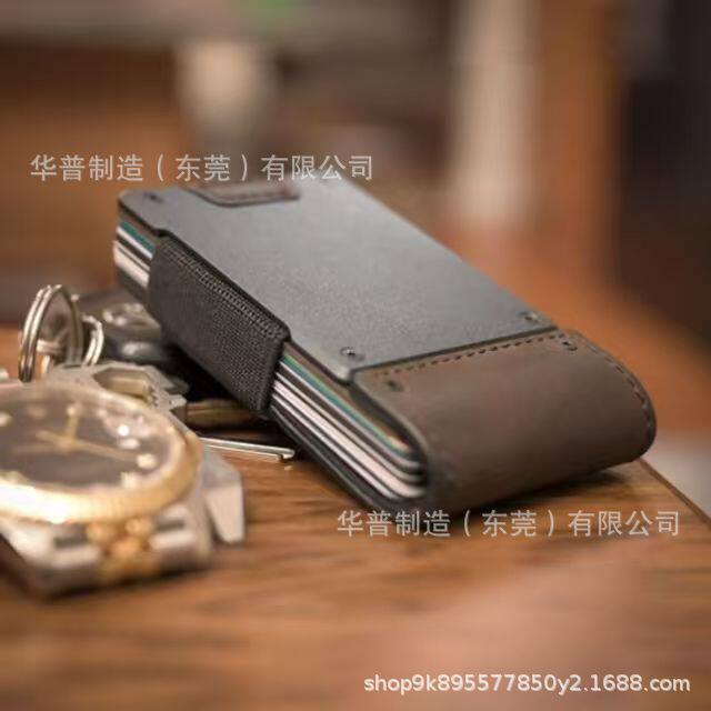 Factory Ready Stock Amazon Cross-Border New Pull-Out Ultra-Thin Two-Tone Genuine Leather Wallet Men's Card Holder Rfid