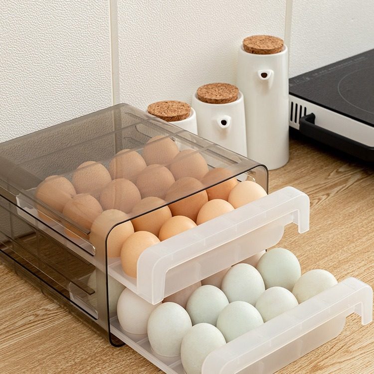 Transparent PET egg box refrigerator storage box kitchen finishing fresh-keeping box egg drawer type 32 box factory spot