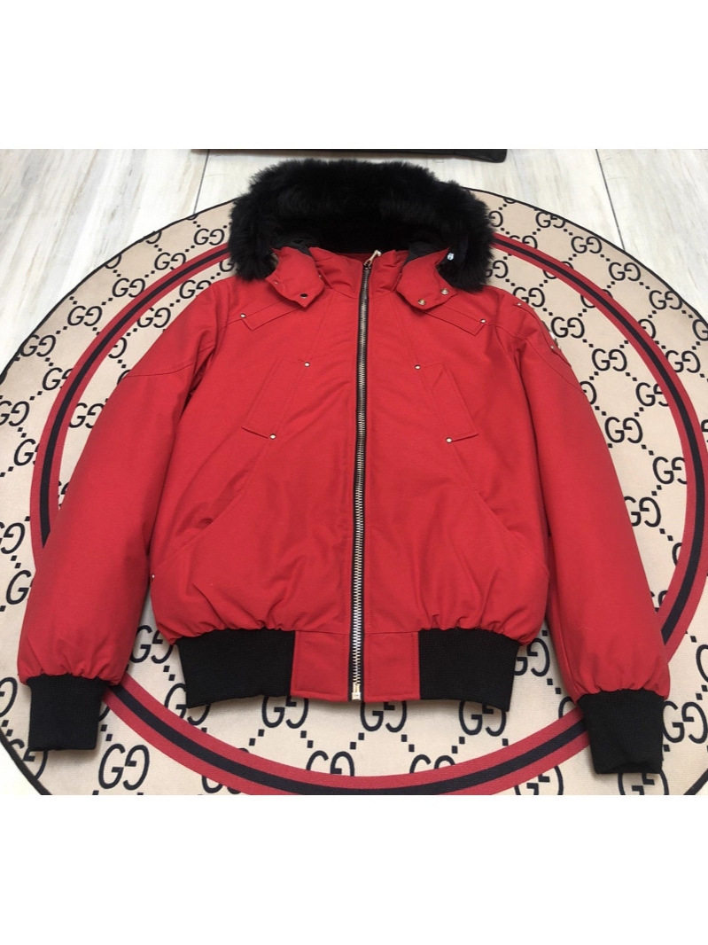 Moose 02/03 Scissors down Jacket Couple Style down Jacket Men's and Women's Short Fox Fur Hooded Jacket