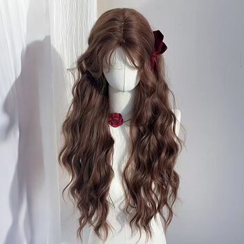 Kony Wig [Caramel Chestnut] Wig for Women Autumn Chestnut Brown Wool Curl Lazy Style Long Curly Hair Simulation