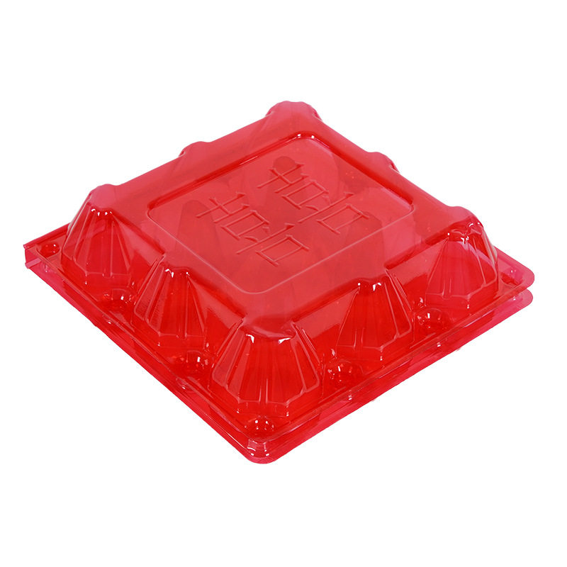 Blister Packaging Box Gift Box Egg Carton 9 Pieces Medium-Sized Plastic Egg Tray Red Baby Full Moon Banquet Package