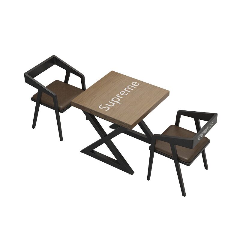 工业风实木餐桌简约咖啡厅奶茶店桌椅组合酒吧办公室会议桌长条桌