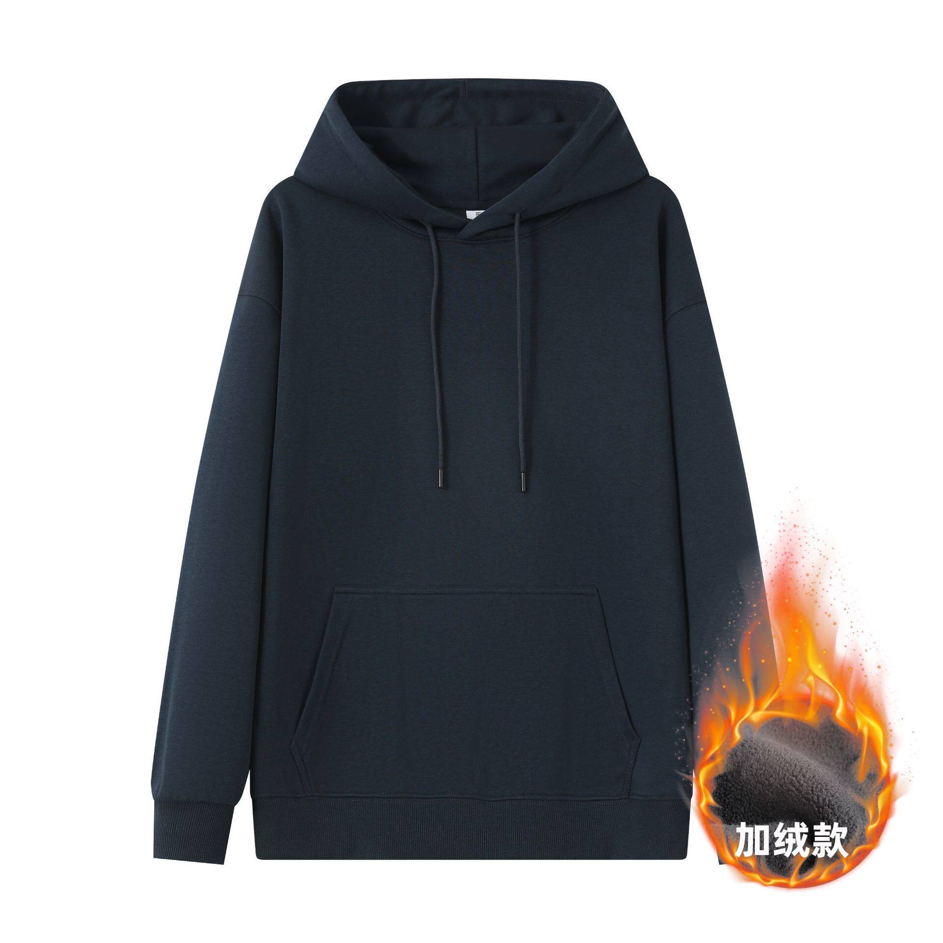 秋冬300g重磅连帽卫衣华棉纯色双层帽加绒潮牌休闲宽松卫衣上衣女