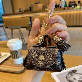 Cute Mini Leather Small Bag Coin Purse Headphone Bag Storage Bag Presbyopia Pendant Key Card Holder Key Bag Women
