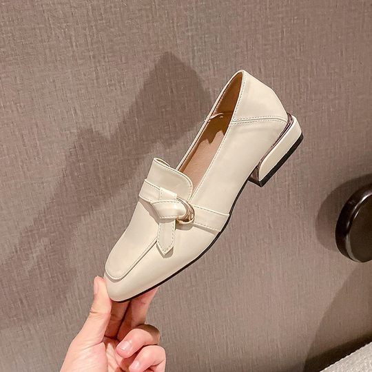 Sheepskin Version ~ 2024 Autumn and Winter New Soft-soled Square-toe Flats, Thick-heeled Slip-on Loafers, Slip-on Small Leather Shoes for Women