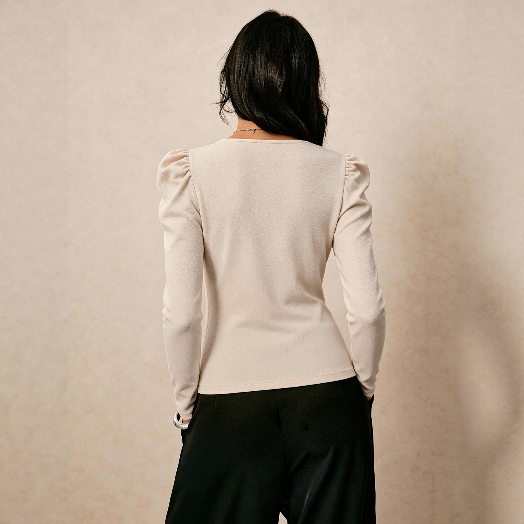 Fashionable Womens Long Sleeve T Shirt Square Neck Ruffled Waist Slim Fit Casual Wear for All Seasons Wholesale
