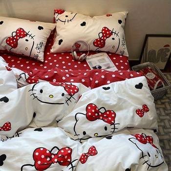 Korean-Style Ins Trend Hyuna Red Kt Washed Cotton Craft Home Double Four-Piece Dormitory Single Three-Piece Set