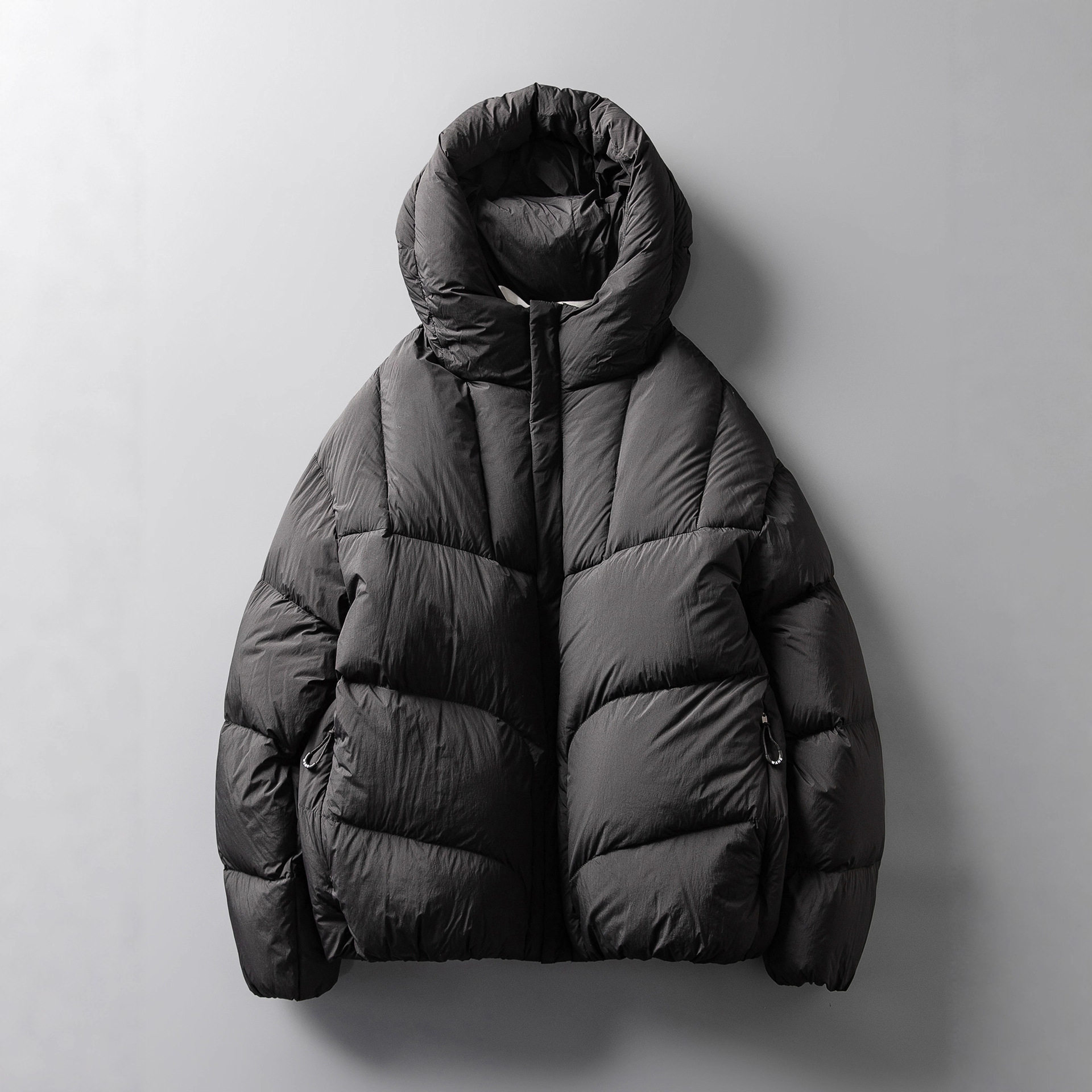 231g White Goose down Winter Warm Hooded Goose down Jacket Men's Cleanfit Loose Silhouette Quilted Bread Jacket Outer