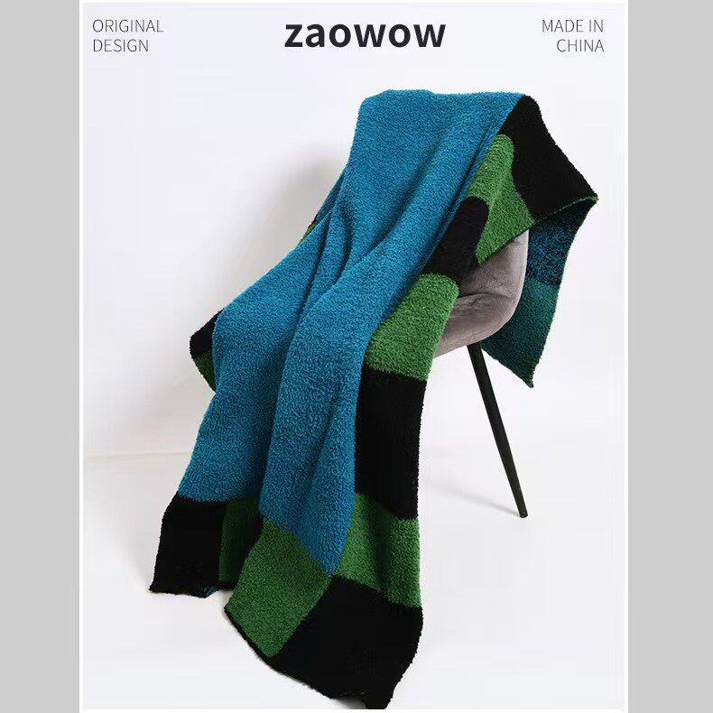 Autumn and Winter Popular Fez Plaid Casual Blanket Retro Style Double-Sided Thickened Half-Velvet Blanket Nap Blanket