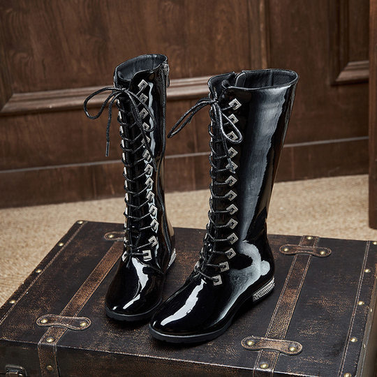 Girls Shoes silver Show Martin Boots 2025 Spring and Autumn New Girls Long High Boots Single Boots Summer