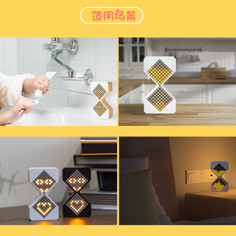 Led Night Light USB Charging Gift Bedside Table Lamp Digital Timer 3D Hourglass Ornament Atmosphere Light