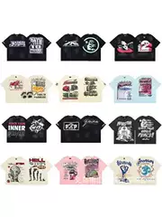 2026 American Fashion High Street Hell Star Hell Men's and Women's Heavy-Duty 3D Printed Casual Loose Retro Short-Sleeved T-Shirt