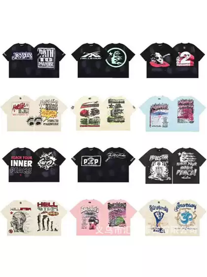 2026 American Fashion High Street Hell Star Hell Men's and Women's Heavy-Duty 3D Printed Casual Loose Retro Short-Sleeved T-Shirt