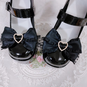 Original Handmade Japanese-Style Sweet and Cute Pearl Heart Versatile Basic Lolita Bowknot Shoe Clip