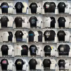 Cross-Border High-Quality Amiri Letter-Printed Short-Sleeved Men's Summer Loose Round-Neck Pure Cotton Couple T-Shirt Fashion Trend