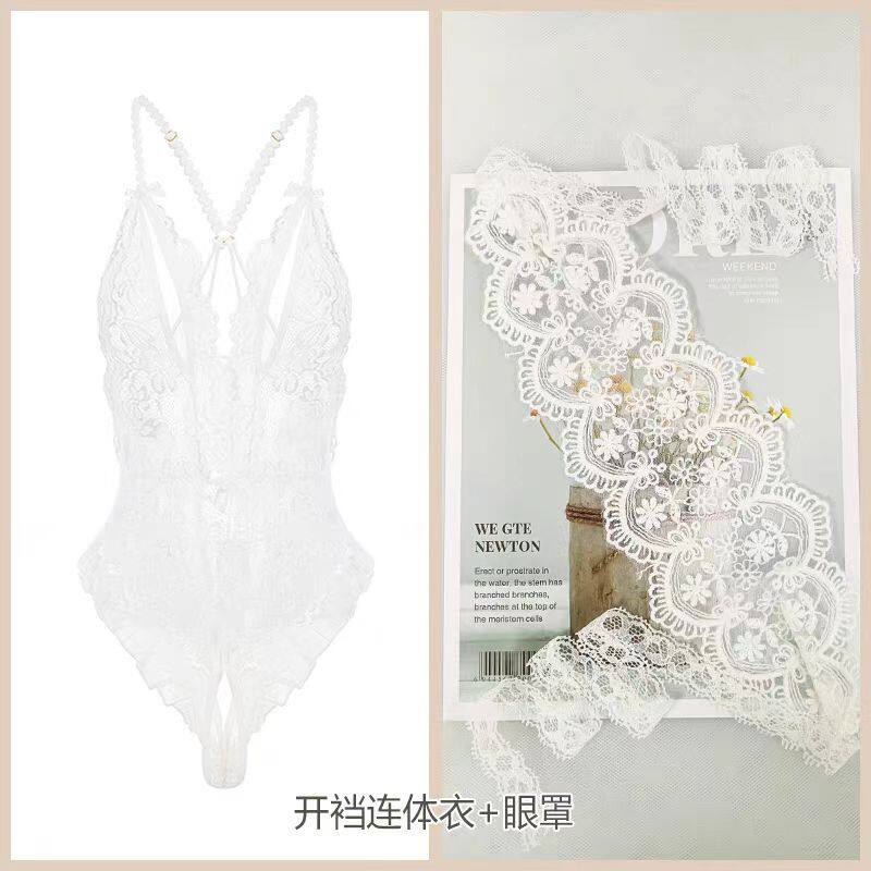 浪漫紫-情趣内衣性感蕾丝镂空连体衣女开裆激情免脱套装睡衣诱惑