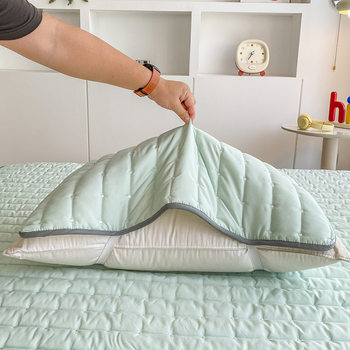 New Waffle Pillowcase for All Seasons, Single and Double Pillowcases for Home Use, Fixed Straps, Non-Slip and Non-Falling Pillowcases