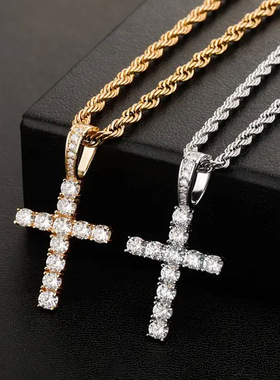美式麻花链十字架士简约饰品休闲吊坠嘻哈项链吊坠爆款十字架