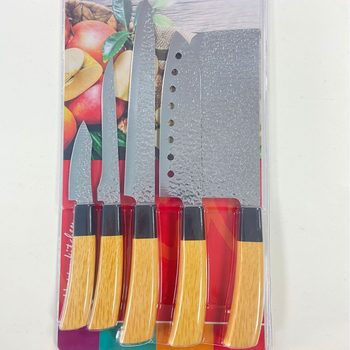 Factory Direct kitchen knife double-sided suction card packaging banana handle 5pc/3pc chef bread fruit knife