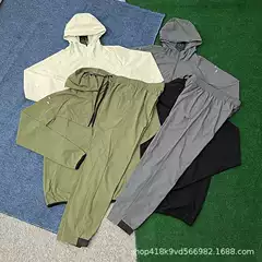 Autumn and Winter Running Sports Suit 2025 New Quick-Drying Ice Silk Pants Casual Jacket Zipper Hooded Sun Protection Clothing for Men
