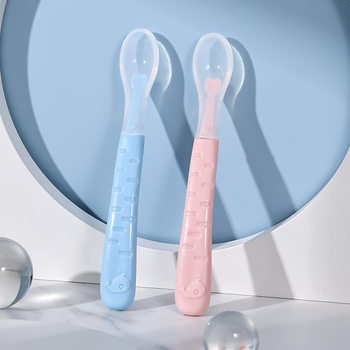 Food grade children silicone spoon baby food supplement spoon baby food supplement training rice paste spoon liquid silicone
