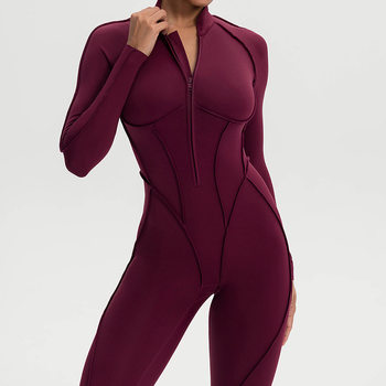 Cross-Border Three-Dimensional Shaping Clothes Sports Suit Tight Long-Sleeved Zipper Slim-Fit Slimming Yoga Pants