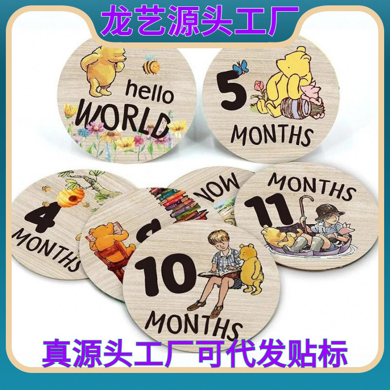 Foreign Trade Hot-Selling Round Wooden Milestone Card Baby Photography Gift Commemorative Card Month Card Photography Milestone