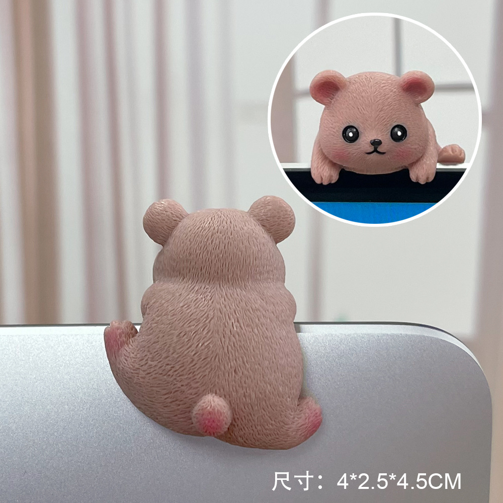 创意电脑电视显示器趴趴小动物装饰品摆件汽车车载导航仪屏幕摆件