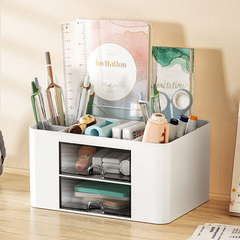 Creative Transparent Drawer Storage Box for Children, Girls, Students, Office Desktop Decoration, Pen Holder with Large Capacity