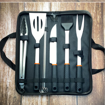 Hot Selling Stainless Steel Silicone Handle Barbecue Tool Set Outdoor Portable Bbq Grill Complete Set of Barbecue Bag Combination