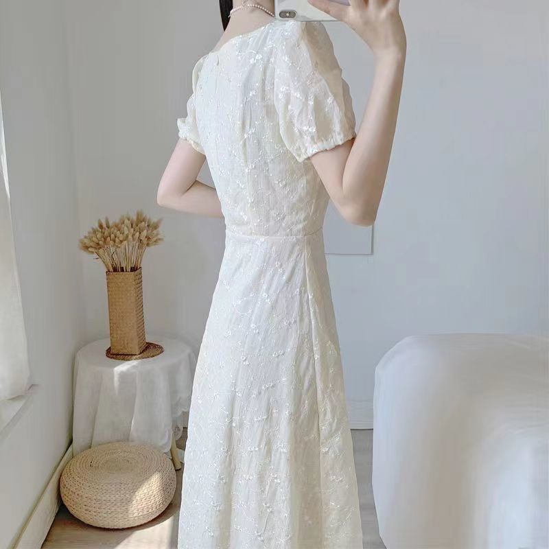 French Style Summer Dress Lightweight Waist Defining V Neck Elegant Design Perfect for Casual Outings Wholesale