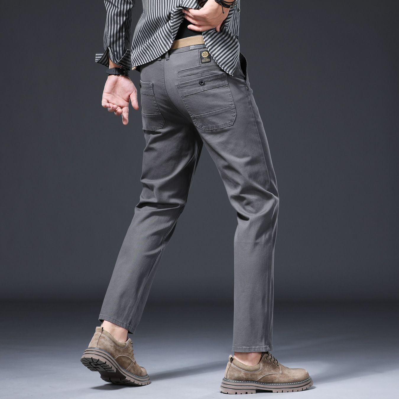 Quần Nam Chất Liệu Vải Bông Dáng Ôm Hàng Mùa Xuân Thu Đông