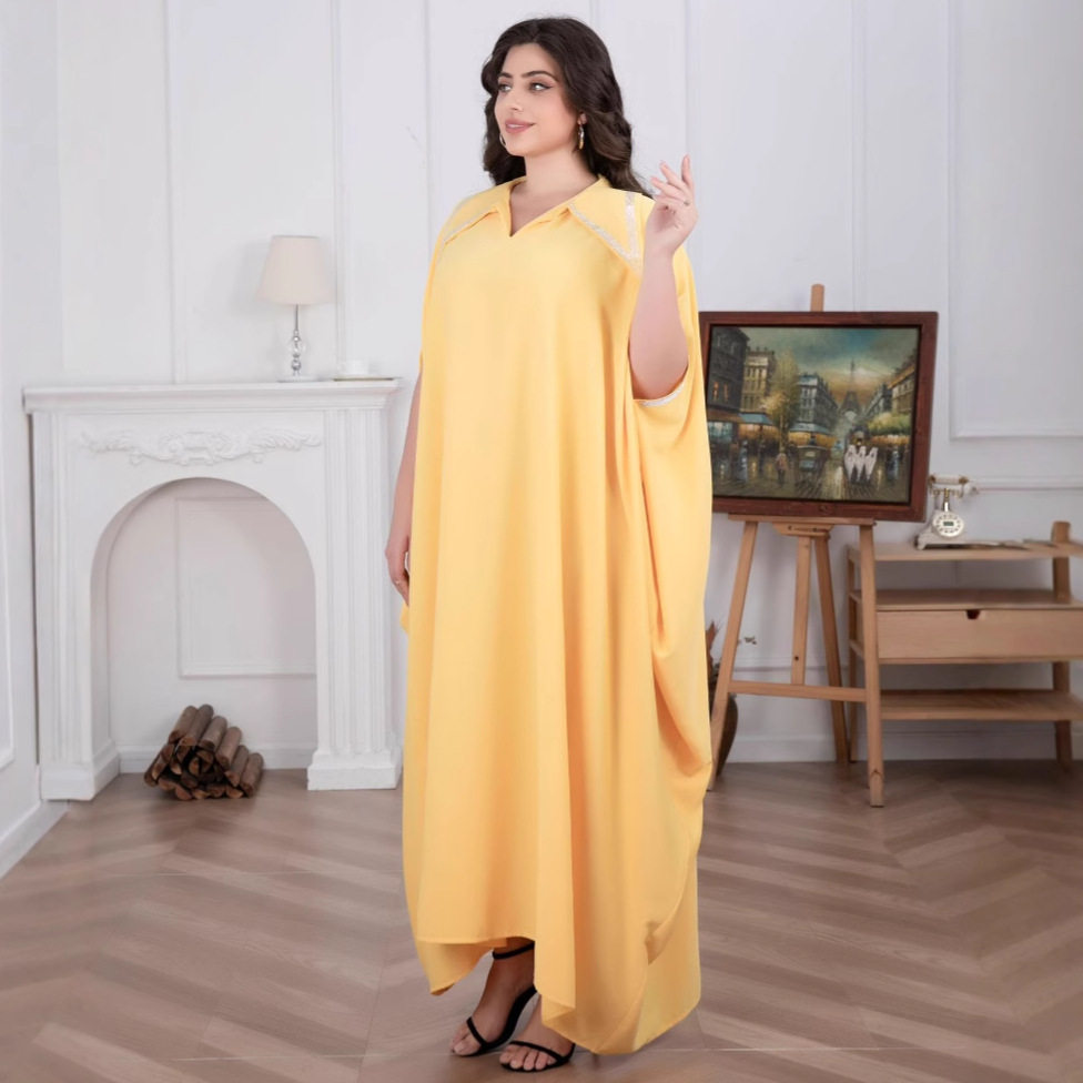 Plus Size Womens Party Maxi Dress Batwing Sleeve Rhinestone Embellished Elegant Style Wholesale Available