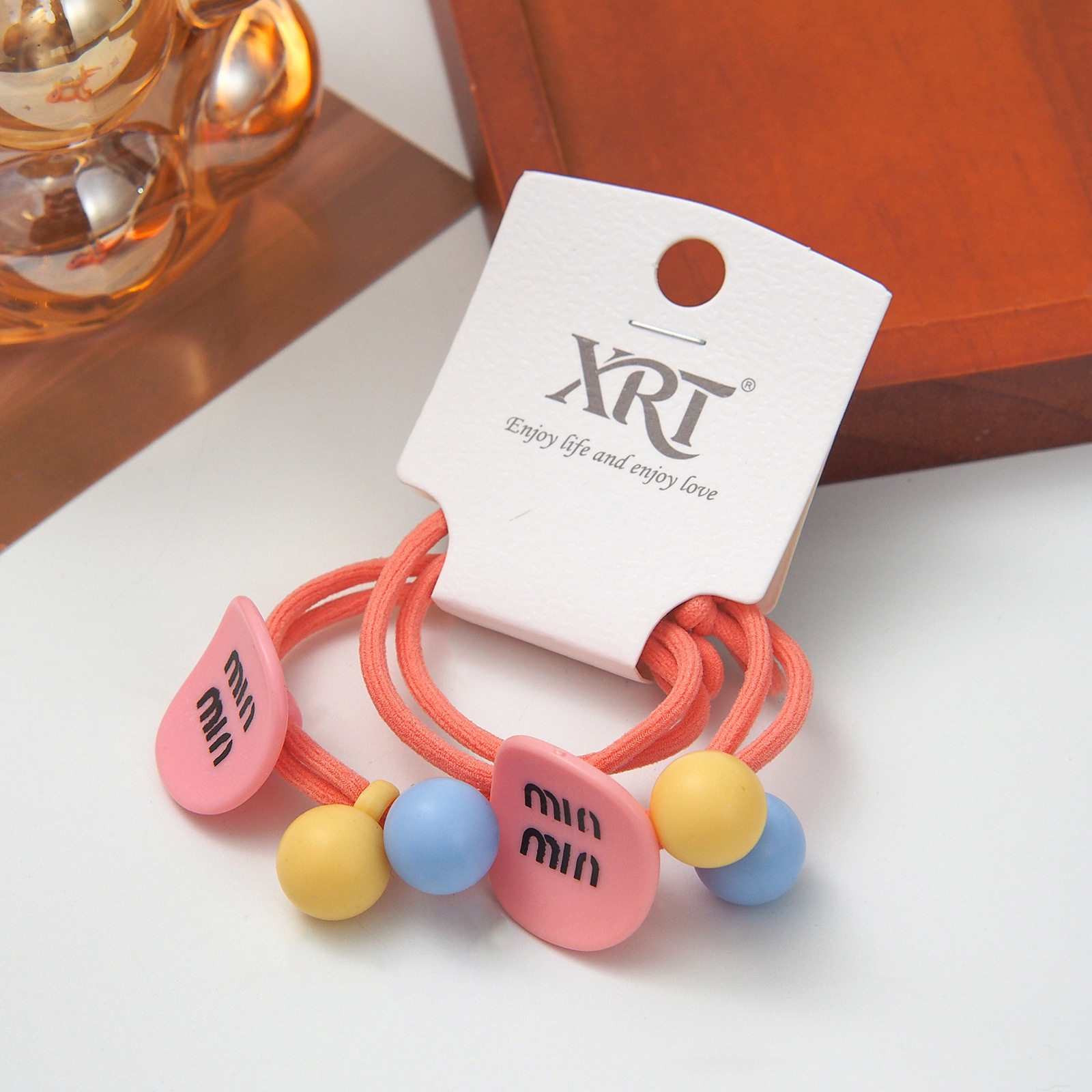 Card-Mounted High-Elasticity Knotted Hair Tie, Candy-Colored Girl's Ponytail Hair Tie, Sweet Ball Hair Tie, Cute Rubber Band
