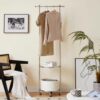 Light Luxury Floor-Standing Clothes Drying Rack, Stylish and Movable Stainless Steel Clothes Rack, Simple Storage Coat Rack for Office Areas