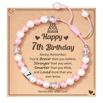 Hand Woven Stainless Steel Square Beads White Pearl Pink Pearl Birthday Bracelet birthday Send Mother's Day Bracelet