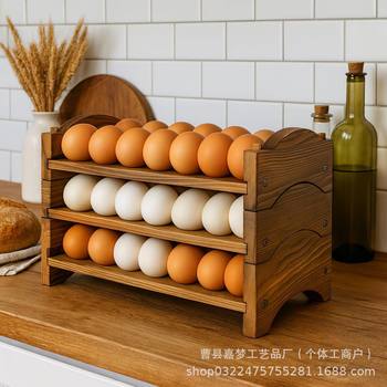 Wooden Egg Storage Tray Kitchen Countertop Stackable Egg Storage Storage Holder Devil Egg Display Stand