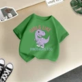 Grass green purple dinosaur short sleeve