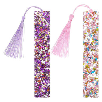 Amazon Cross-Border Best-Selling Glitter Acrylic Tassel Bookmark DIY Convenient Pendant Sticker Book Tag Ornaments