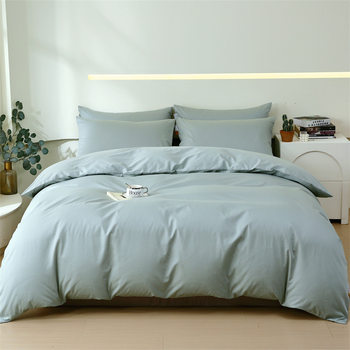 Solid Color Cotton Four-piece Set Pure Cotton Nordic Style Spring and Summer Bed Sheet Quilt Cover Dormitory Single Bed Supplies Three-piece Set