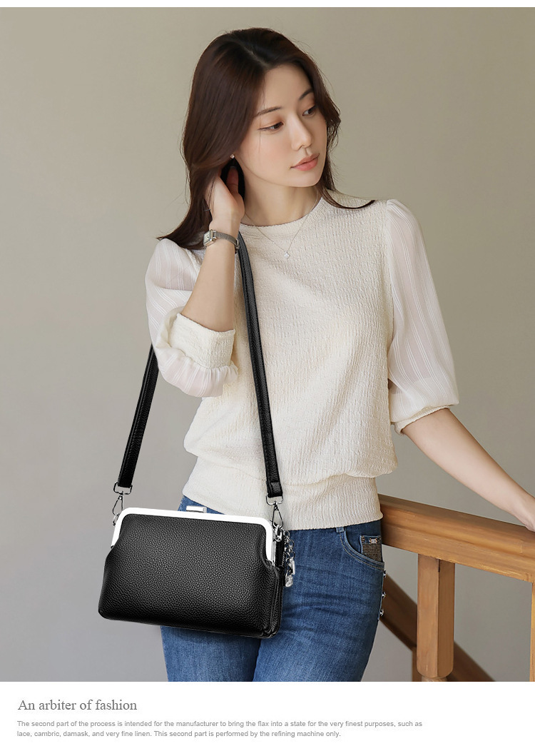 Ví cầm tay nữ khóa gập vân vải dệt PU dạng vuông mini — đen, màu trắng ngà, màu xám, Rượu vang đỏ