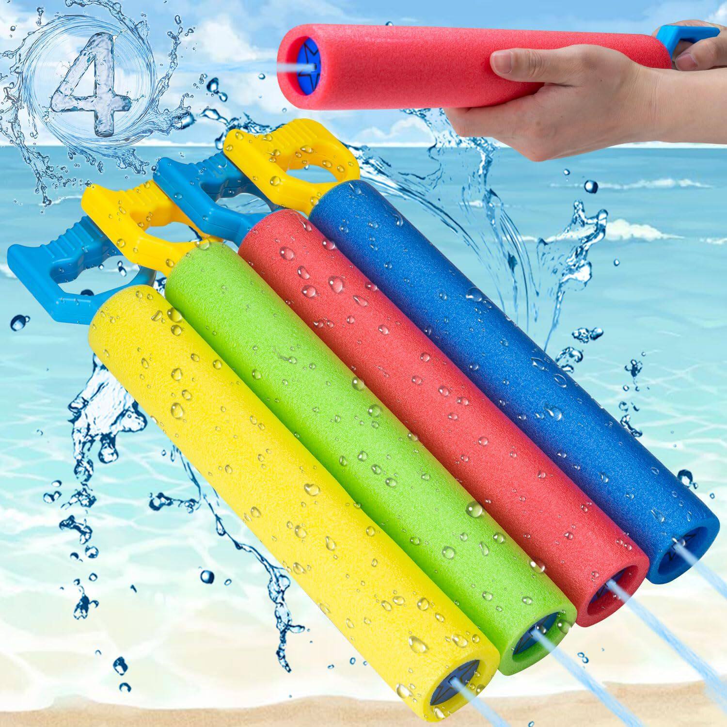 Cross-border foreign trade beach swimming pool water interactive sponge water gun EVA foam pull water gun high pressure water gun toy