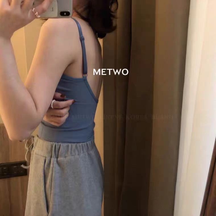 METWO  METWO 自制6色浅色系打底背心长款日系百搭大U吊带美背裹胸内衣女 METWO 